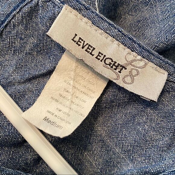 Merona Womens A Line Dress Blue Chambray Keyhole Back Scoop Neck Sleeveless - Picture 5 of 6